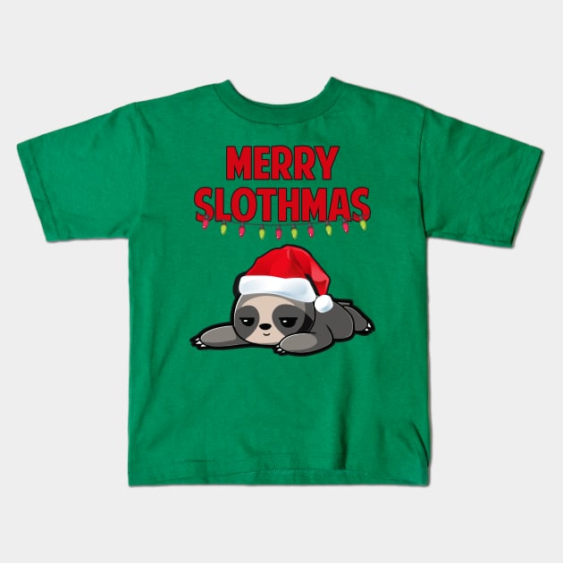 Merry Slothmas Kids T-Shirt by AmandaPandaBrand